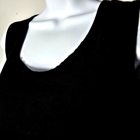James Perse Black Cotton Tank Top Women’s 3 Ruched Side Stretch Knit USA Casual - Picture 3 of 9